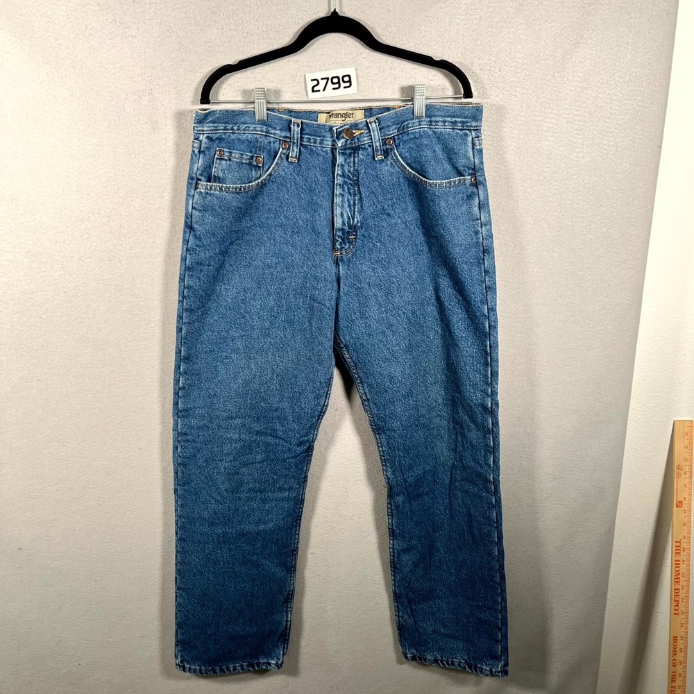 Wrangler Authentics‎ Comfort Flex Jeans Mens 34x30 Blue Fleece Lined Regular Fit